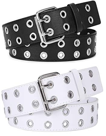 JasGood Punk Gürtel Damen und Herren Doppelloch Gürtel mit Punk Style Cosplay Hip Hop Rock für Gothic-Outfits