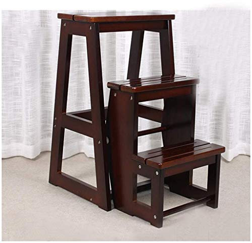 MHBGX Simple Multifonction Pliant Tabouret, Escabeau À Trois Étages Escabeau En Bois Massif Toutes Les Trois Escabeau Ménages Pliant Ladder Double Usage Ladder Chaise Peut Être Contracté Escalier Tab