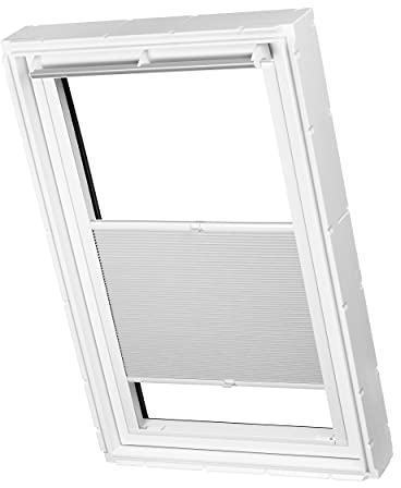 Ventanara® Dachfenster Waben Plissee ohne Bohren passend für Velux Fenster Plisseerollo Faltrollo verspannt Klebemontage (S08, Grau Verdunkelnd)