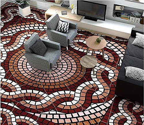 Home Dekoration wasserdichter Boden 3D-Mode Retro-geometrische Blumenmuster Bodenbelag Badezimmer PVC-Tapete-300 * 210cm