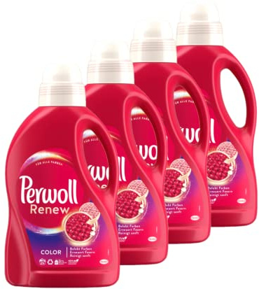 Perwoll Renew Color (4x24 Waschladungen), Color Waschmittel für alle Farben, Feinwaschmittel stärkt die Fasern und verbessert die Farbintensität, intensive Frische