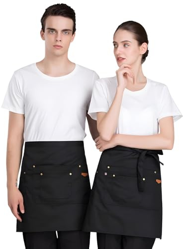 TopTie Vorbinder Schürze Unisex Taillenschürze Kurze Schürze mit 2 Taschen