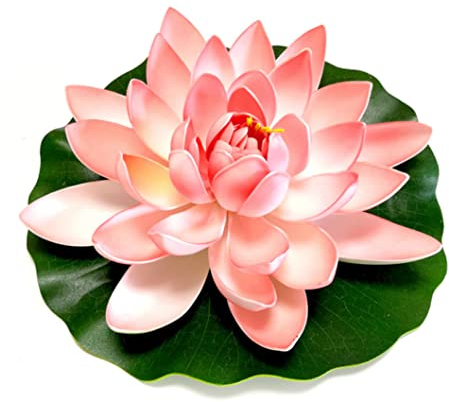 Hilai Seerose KüNstlich, Schwimmende Blumen, künstliche Lotus Simulation Wasser Lilie Blume Teich Dekoration Lotus Realistisch für Teichbecken Wasserdekoration Hellrosa