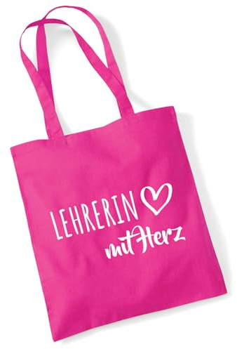 Huuraa Jutebeutel Lehrerin mit Herz Geschenk | Baumwollbeutel 10 Liter Stoffbeutel Beutel aus Baumwolle Tasche Geschenkidee Einkaufstasche Langen Henkel