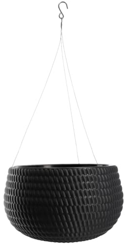 KADAX Hängkruka, blomampel med kedja och krok, hängande växtkruka för rankblommor, ytterkruka med insats, växtskydd för inomhus- och utomhusbruk (Ø 32 cm, svart)