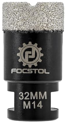 FOCSTOL Brocas Diamante - 32mm Corona Diamante para Porcelanico Baldosa Cerámica Mármol Granito Cuarzo para M14 Rosca Amoladora Angular
