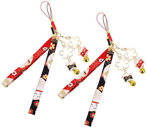 Operitacx 4stücke Teiliges Glückskatze Handy- Maneki Neko Glocken Lanyard Handytasche Für Katzenliebhaber Sichert Ihre Wertsachen Für Schule Büro Und Reisen
