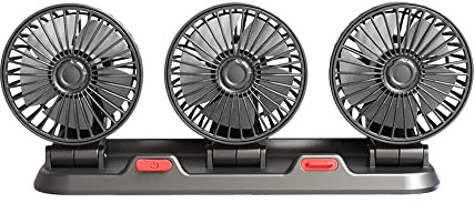 Riloer Ventilateur électrique de refroidissement de voiture 5V pour siège avant et arrière, siège passager, bébé animal de compagnie, ventilateur portable rotatif à trois têtes, prise USB