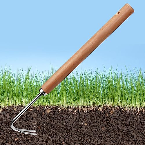 WENRERO Unkraut Abzieher Werkzeug Unkrautstecher Edelstahl 41CM Unkrautjäter Werkzeug Unkrautjäter Werkzeug Garten Manueller Weeder Wurzeljäter Unkrautjäter Gartengerät mit Holzgriff für Garten