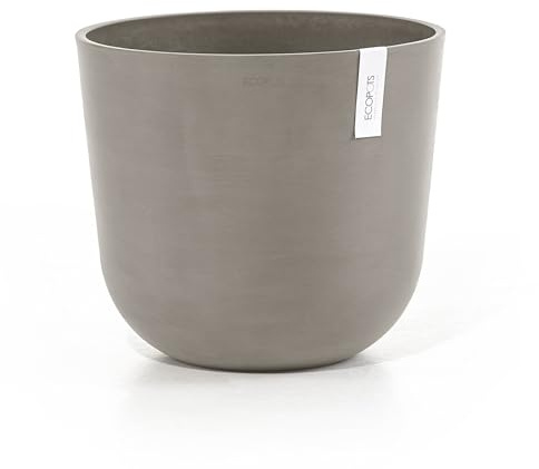 Ecopots Blumentopf Oslo Braun Grau - Durchmesser Ø 35 cm rund groß - Pflanzentopf aus Recycling Kunststoff - Übertopf modern für Indoor und Outdoor