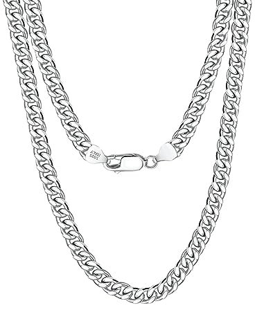 Mesnt Damen Kette Silber 925, Silber7MM Kandare Kette Halskette für Frauen, Länge 45cm