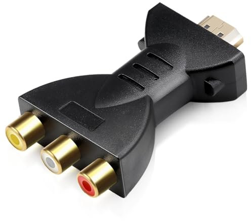 1080P HDMI to AV RGB RCA Converter, High-Definition AV Video Adapter Gold Plated Red White Interface, Compatible with TV Laptop Xbox PS2 PS3 STB VHS VCR Camera DVD USB Charging