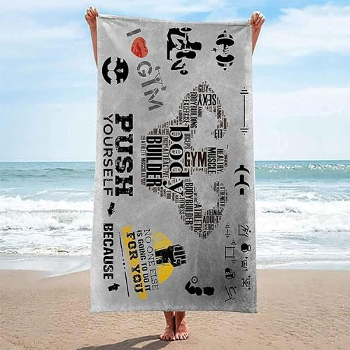 okoikfc 3D Strandtuch 70x150 cm Fitnessstudio Badetuch Groß Fitnessstudio Microfaser Handtücher Weich Schnell Trocknen Strandhandtuch Herren Frauen Badetücher, Strandtücher Strandlaken Handtuch A1108