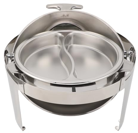 Chafing Dish Edelstahl-Buffetheizung mit Glasdeckel für Restaurant-Catering-Party (Pfanne mit 2 Fächern)
