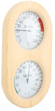 Termómetro Higrómetro de Madera para Sauna, Montaje en Pared, 0-120℃, 0-100% para Baño Turco, Adecuado para Dormitorio Infantil