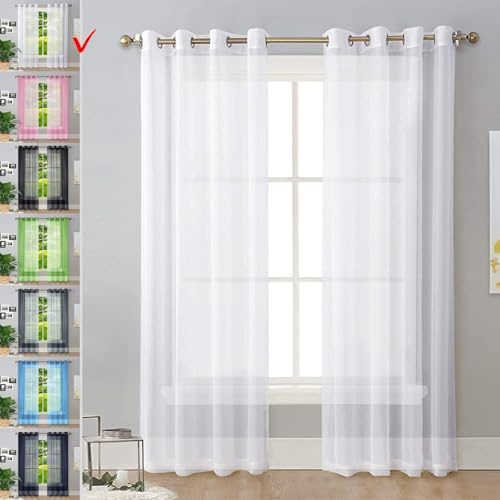 GAIFNAG Tende Voile Trasparenti 50 x 150 cm Morbide Tinta Unita Tenda Isolante, Vari Colori Tende Coprente Termiche Isolanti per Porta Finestra, Decorazione, Bianco