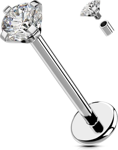 OUFER Body Piercing Labbro Piercing Lip Piercing Jewellery 18G Labret Earring Stud Internally Helix Nose Bar Titano Nose Stud Bar 6/8/10/12mm Tragus Lobe Conch Piercings Cartilage Earrings