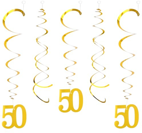 20 Stück Gold 50.Geburtstag Wirbel Deko, Goldene Hochzeit Deko, 50 Birthday Deko Gold, Spiralen Girlande, 50. Geburtstag Mann, Deko Goldene Hochzeit 50 Party Deko(50)