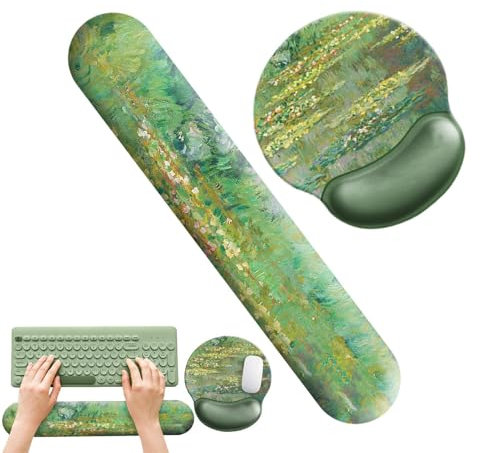 Tastatur-Armlehne, Wasserlilie, Tastatur-Handgelenkauflage, Kissen, ergonomisch, Schaumstoff-Spiel-Mäuse-Pad, Handflächenunterstützung mit rutschfester Unterseite für Tastatur und Mäuse