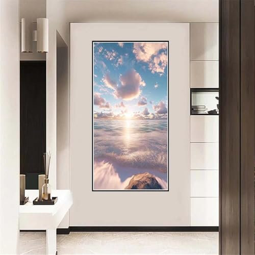 Malen Nach Zahlen Erwachsene groß 16x32 inch Malen Nach Zahlen Meer, DIY Malen Nach Zahlen Wolke mit 3-Pinseln und Acrylfarben Handgemalt Ölgemälde Leinwand Bastelset,Home Decor Frauen Geschenk-y1575