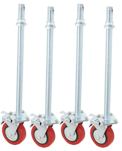CDZHLTG 190mm Ruedas Giratorias de Goma para Andamios Juego de 4 | Con Freno, Giratorias 360°, Capacidad de 750kg, Rueda Giratoria Industrial Resistente
