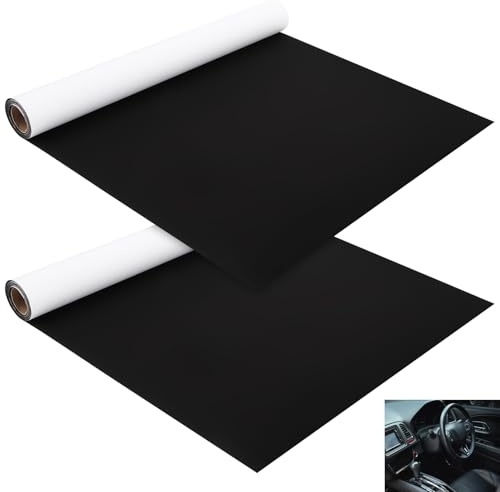 DAJAVE 2 Stück 42x150 cm Mikrofaserstoff Selbstklebend für Cockpit, Wildleder Optik Kunstleder, Dehnbar Stoff Velours, Premium Samtige Wildlederimitat für Schmuck-Schublade/Bodenfolie (Schwarz)