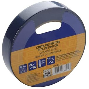 Zarivy Cinta de pintor 24mm x 25m, adhesivo de baja adherencia, ideal para enmascarar y proteger superficies al pintar.