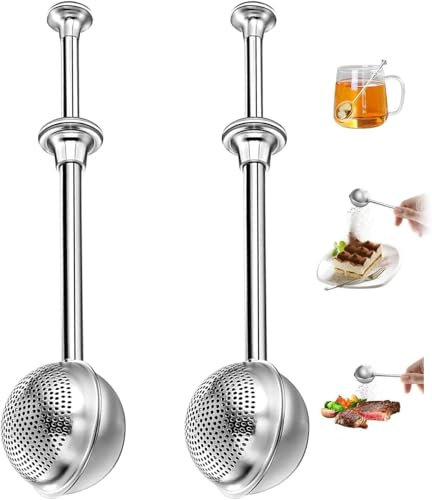 2 Stück Teeei für losen Tee mit Teleskopgriff - Edelstahl Teaballs & Teesieb Edelstahl, Praktischer Teebeutel für losen Tee mit Feinfilter, Spülmaschinenfest & Vielseitig für Tee & Backen
