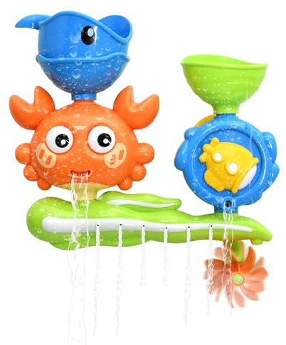 Badewannenspielzeug Baby mit Saugnapf, Badespielzeug ab 3 Jahre, Wasserspielzeug Kinder mit Süßen Krabben, Badewannen Spielzeug für Jungen Mädchen Geburtstag