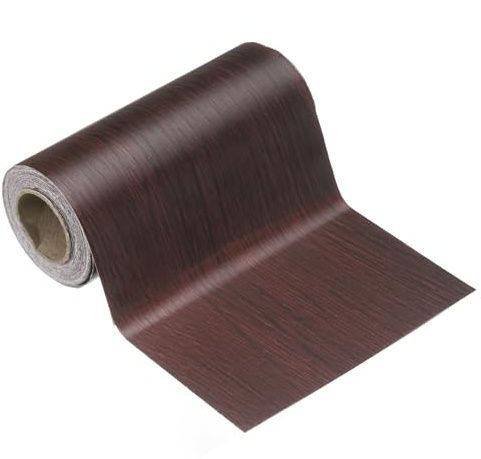 sourcing map Papel tapiz de grano de madera de 5 pulgadas x 16.4 pies, PVC, autoadhesivo, marco texturizado, impermeable, papel tapiz decorativo para pared, para suelo, puerta, mesa, gabinetes
