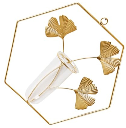 Mipcase Jarrón Decorativo para Plantas Hidropónicas en Pared Hexagonal Dorado, Contenedor Creativa para Colgar, Maceta de Estilo Moderno para Decoración de Jardín y Hogar