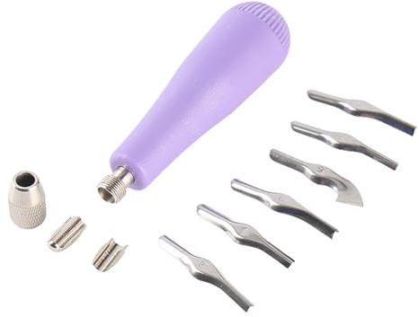 Linolschnittschneider Set Mit Verschiedenen Schneidköpfen Bastel Linoleumschneider Für Gummiblock Stempel Schnitzerei Blockdruck Klassenzimmer Werkzeug