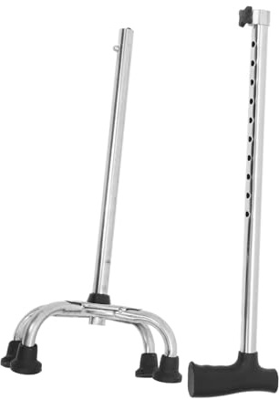 BAZEITFLOW Bastón para Personas Mayores Ajustable De Acero Inoxidable con Base Plana De 4 Puntas Antideslizante, Estabilizador Seguro para Interior y Exterior, Soporte Ergonómico para Movilidad