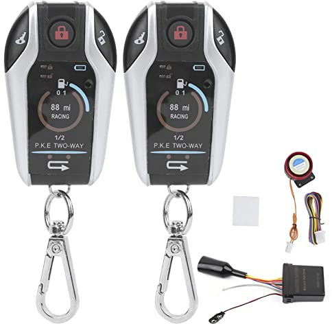 Système d'alarme de Moto Sécurité antivol bidirectionnelle avec télécommande Démarrage à Distance Fonctions de vol d'extinction 300 m pour Motos 12 V Matériau ABS