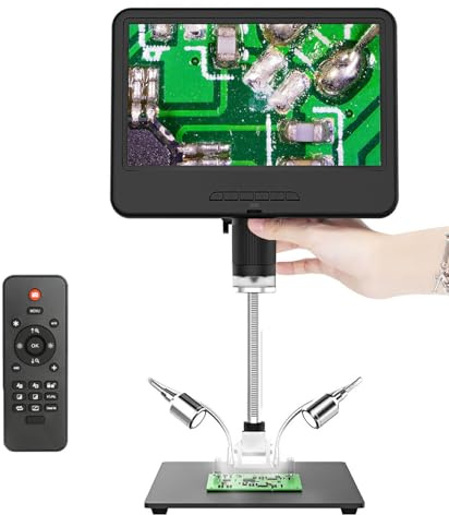 Microscopio Digital 10 Pulgadas LCD, microscopio para Adultos, cámara USB, luz LED, Aumento 260X, portátil para electrónica y Bricolaje