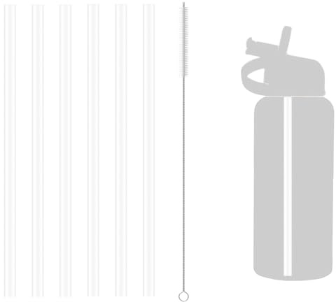 6 cannucce di ricambio in plastica, riutilizzabili, compatibili con borraccia Hydro Flask da 500 ml e altre marche, con 1 spazzola per la pulizia, perfette per tutte le bevande, 24 cm