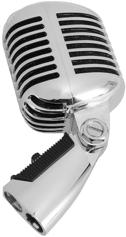 Yinhing Vintage Dynamisk Mikrofon Av Märkesnamn Retro Zinklegering med Kardioid Pickup Idealisk för KTV Scenframträdanden och Inspelningsdesign Självspännande Rackfinish (Silver)