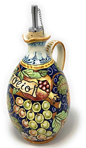 CERAMICHE D'ARTE PARRINI- Italienische Kunstkeramik, Menage Öl, Dekoration, trauben, handgemalt, hergestellt in Italien Toscana