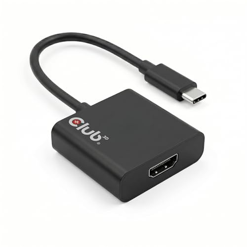 CLUB3D USB 3.1 Type C auf HDMI 2.0 UHD 4K 60HZ Aktiver Adapter - Kabelschnittstellen-/adapter (USB 3.1 Type C, HDMI 2.0, Männlich/Weiblich, 0,15 m, Schwarz)
