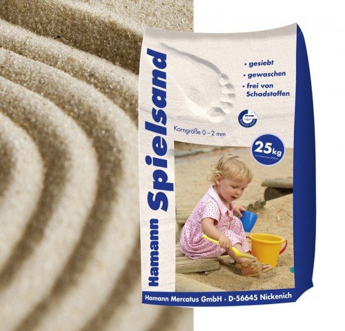 Spielsand Classic 25 kg - Qualitäts Quarzsand, gesiebt, frei von Schadstoffen, gewaschen, feine Körnung, Spielplatz, Sandkasten, Kindergeburtstag