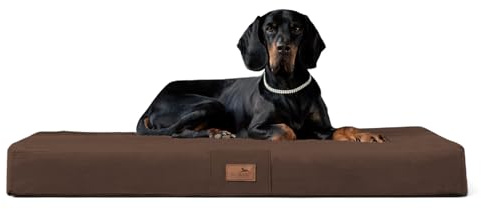 tierlando® Orthopädische Hundematratze Floki Visco Plus aus High-Tech Velours mit Schmutz- und wasserabweisendem Bezug, Größe: 80x60cm Farbe: 01 Braun