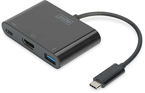 DIGITUS USB Typ-C auf HDMI Multiport Adapter 3-Port schwarz DA-70855