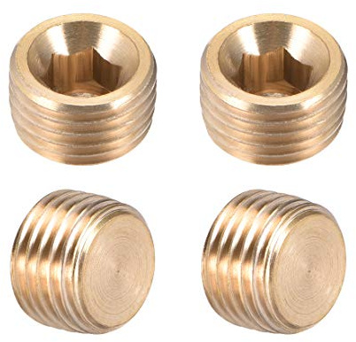sourcing map 4Stk. Messing Zubehör Sechskantzähler versenkter G1/4 Stecker Rohradapter