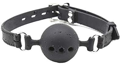 Fetish Silikon Knebel Sex Spiele Mundknebel Silikon Ball Gag mit Luftlöchern Verstellbarer Ballknebel Medium Ø 4.5cm/Schwarz Knebel