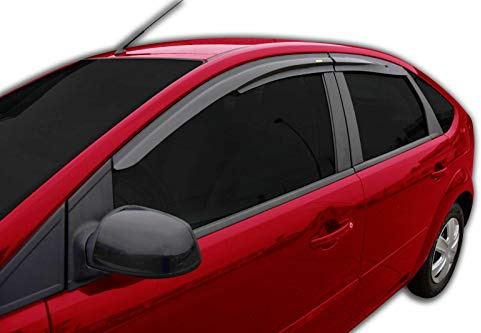 SCOUTT Windabweiser passend für Ford Focus 2 2005-2012 4tlg, Regenabweiser Vorne Passform Getönt Dunkel Selbstklebend 2-teilig