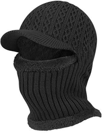 TAGVO Pasamontañas Térmico de Invierno, Gorro de Punto Elástico con Calentador de Cuello con Forro de Vellón, Máscara de Esquí de Ciclismo Gruesa Cálida para Mujeres Hombres Deportes Aire Libre