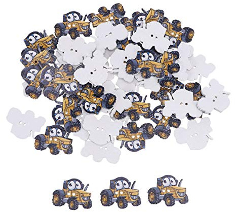 Supvox Diy Holzknöpfe Traktor Motiv 50 Stück Feinkantige 2-Loch Knöpfe Zum Nähen Und Basteln Dekorative Holzknöpfe Für Kleidung Scrapbooking Und Handarbeiten 1.18X0.94X0.12In