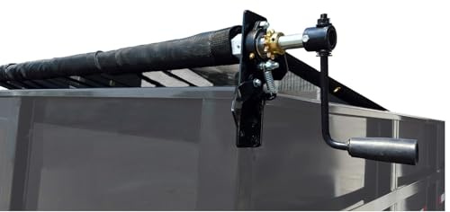 Hand Crank Landscape Tarp Roller Kit with Mesh Tarp for Dump Truck or Trailer by Kym Industries Inc. (Mesh, 7' x 18')