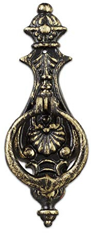 Relaxdays 5 Llamadores Puerta Entrada, Aldaba Antigua, Exterior, Vintage, Hierro Fundido, 24x8,5x3 cm, Negro-Bronce
