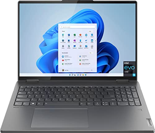 Lenovo Yoga 7i Ordinateur Portable 2 en 1 16 Tactile 2,5 K | Intel Core i5-1240P | Clavier rétroéclairé | Empreintes digitales | Windows 11 | avec Stylet (Gris, 8 Go de RAM, 256 Go SSD)